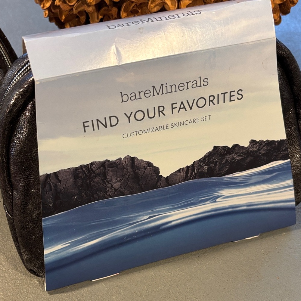 bareMinerals charcoal gray metallic with zipper cosmetic bag only as shown